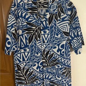 Blue and Black South Pacific Patterned Shirt